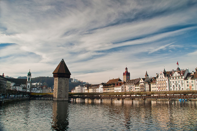 Kappelbrücke mit Rathausquai / Switzerland, City of Lucerne, Luzern